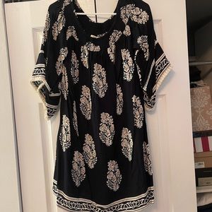 Off the shoulder, fringe sleeve dress